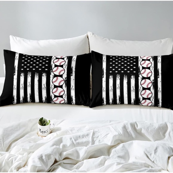 Baseball Comforter Cover American Flag Bedding Set King Size - Picture 4 of 6